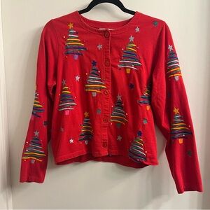 Michael Simon Vintage Embroidered Christmas Cardigan Medium